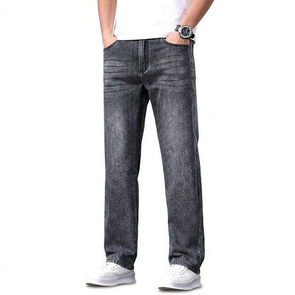 Męskie jeansy o luźnym kroju z prostymi nogawkami-Pants for Men-Olave