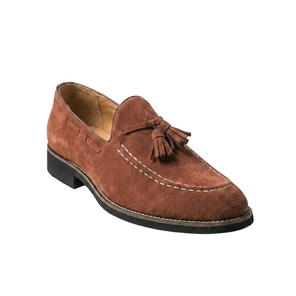 Męskie mokasyny z zamszu z chwostami i kontrastowymi przeszyciami-Footwear for men-Olave
