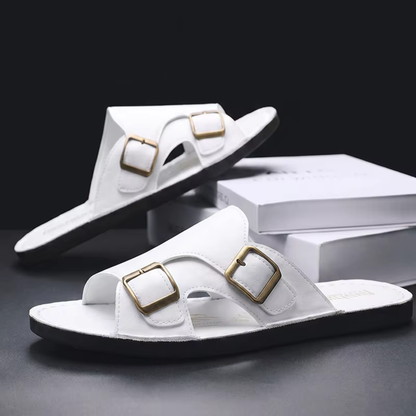 Męskie sandały z dwoma paskami i klamrami-Footwear for men-Olave