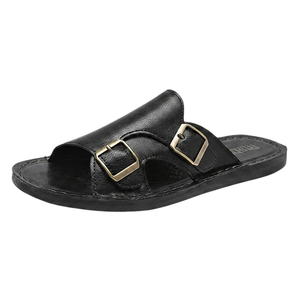 Męskie sandały z dwoma paskami i klamrami-Footwear for men-Olave