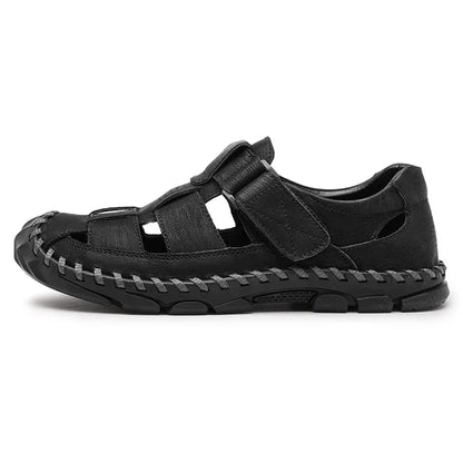 Męskie Sandały z Zakrytym Przodem i Paskami z Zapięciem na Rzep-Footwear for men-Olave