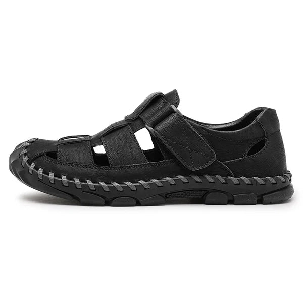 Męskie Sandały z Zakrytym Przodem i Paskami z Zapięciem na Rzep-Footwear for men-Olave