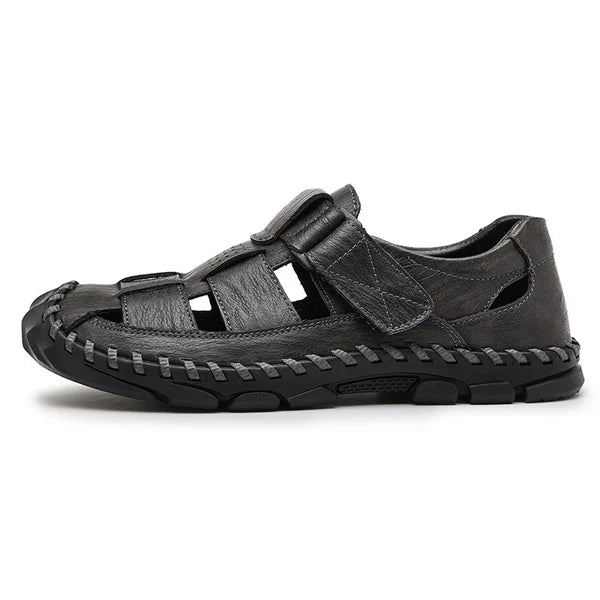 Męskie Sandały z Zakrytym Przodem i Paskami z Zapięciem na Rzep-Footwear for men-Olave