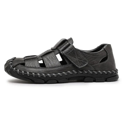 Męskie Sandały z Zakrytym Przodem i Paskami z Zapięciem na Rzep-Footwear for men-Olave