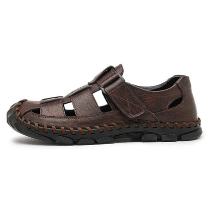 Męskie Sandały z Zakrytym Przodem i Paskami z Zapięciem na Rzep-Footwear for men-Olave