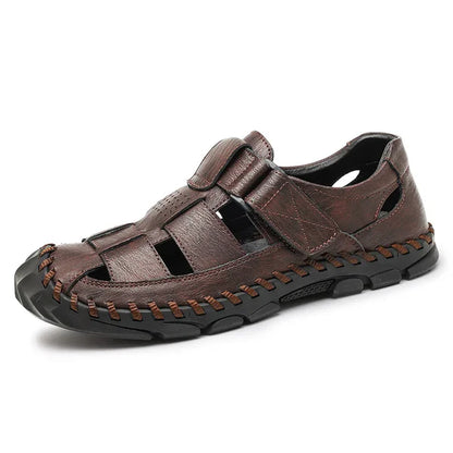 Męskie Sandały z Zakrytym Przodem i Paskami z Zapięciem na Rzep-Footwear for men-Olave