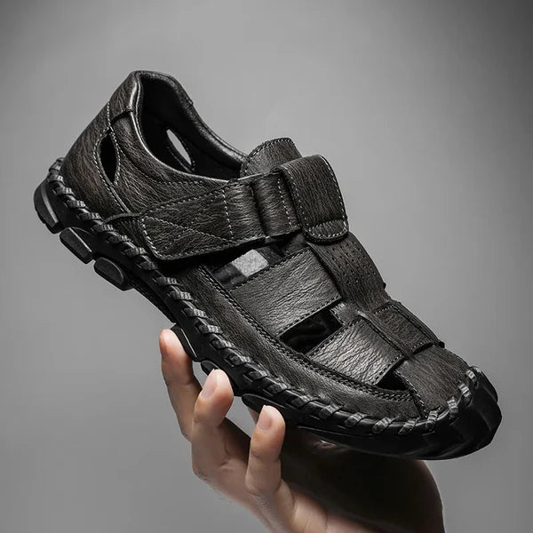 Męskie Sandały z Zakrytym Przodem i Paskami z Zapięciem na Rzep-Footwear for men-Olave