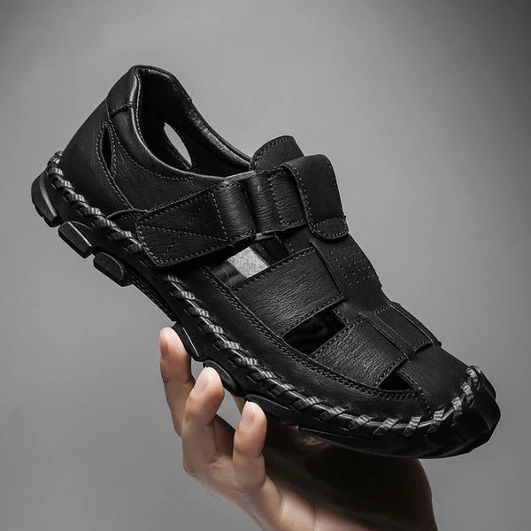 Męskie Sandały z Zakrytym Przodem i Paskami z Zapięciem na Rzep-Footwear for men-Olave
