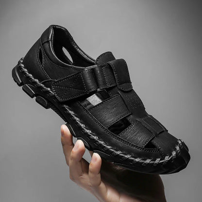 Męskie Sandały z Zakrytym Przodem i Paskami z Zapięciem na Rzep-Footwear for men-Olave