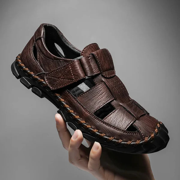 Męskie Sandały z Zakrytym Przodem i Paskami z Zapięciem na Rzep-Footwear for men-Olave