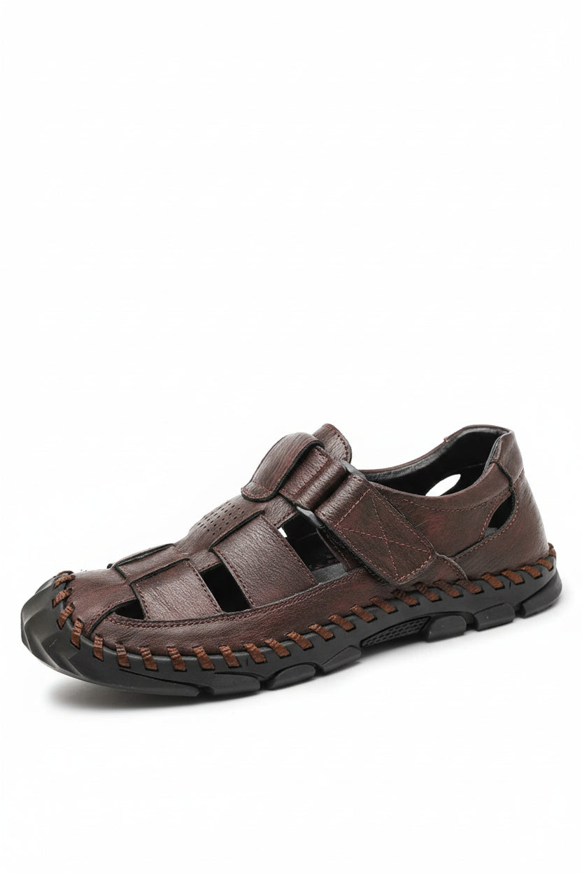 Męskie Sandały z Zakrytym Przodem i Paskami z Zapięciem na Rzep-Footwear for men-Olave