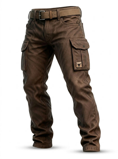 Męskie spodnie cargo typu utility z paskiem-Pants for Men-Olave