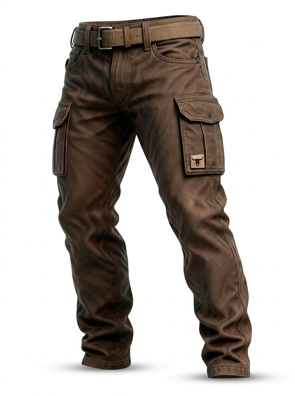 Męskie spodnie cargo typu utility z paskiem-Pants for Men-Olave