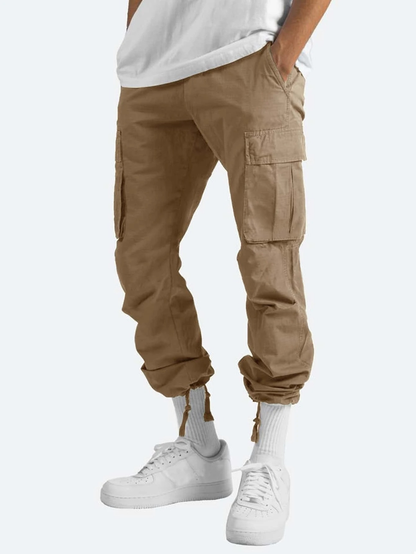 Męskie spodnie cargo z kieszeniami na zamek-Pants for Men-Olave