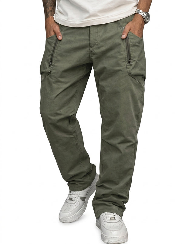 Męskie spodnie cargo z kieszeniami na zamek-Pants for Men-Olave