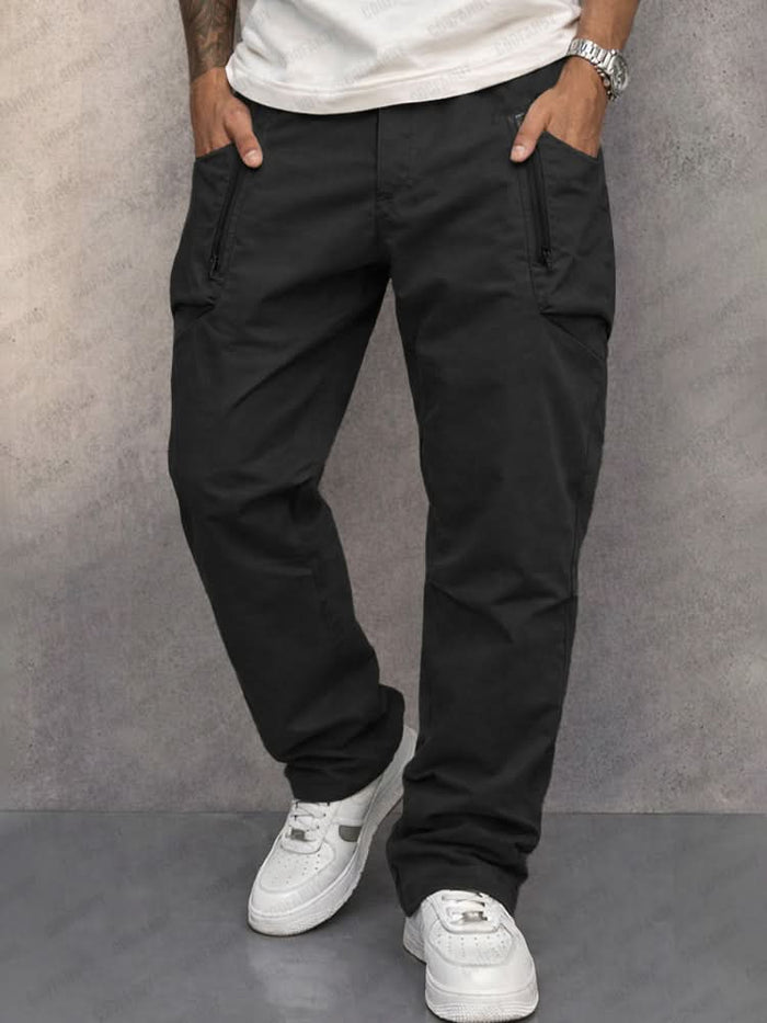 Męskie spodnie cargo z kieszeniami na zamek-Pants for Men-Olave