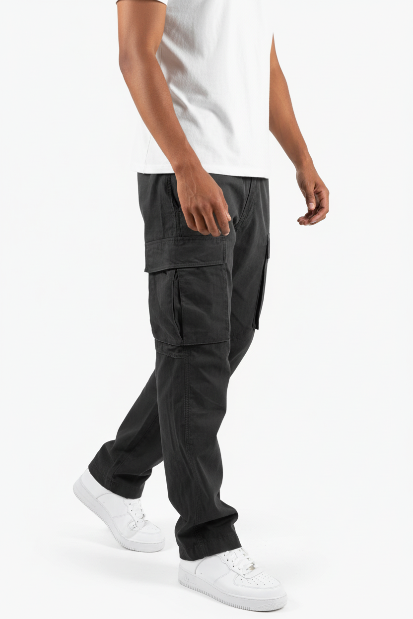 Męskie spodnie cargo z praktycznymi kieszeniami i prostym krojem nogawek-Pants for Men-Olave