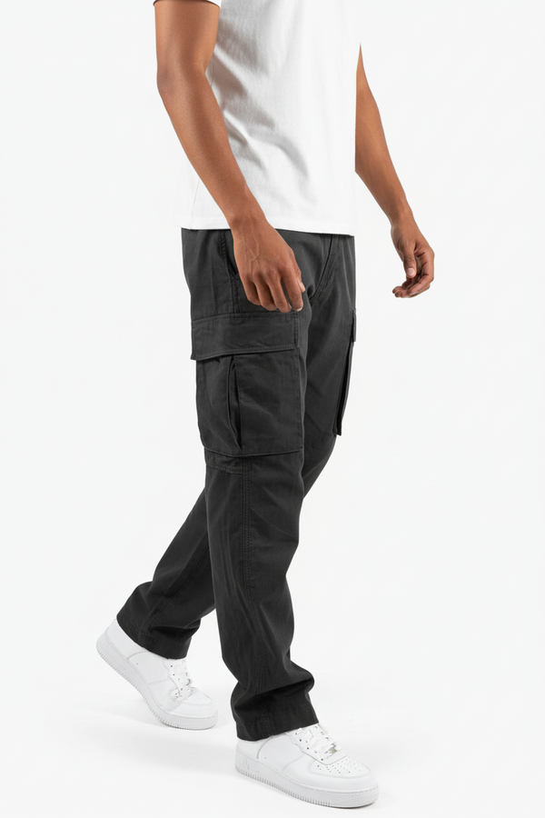 Męskie spodnie cargo z praktycznymi kieszeniami i prostym krojem nogawek-Pants for Men-Olave
