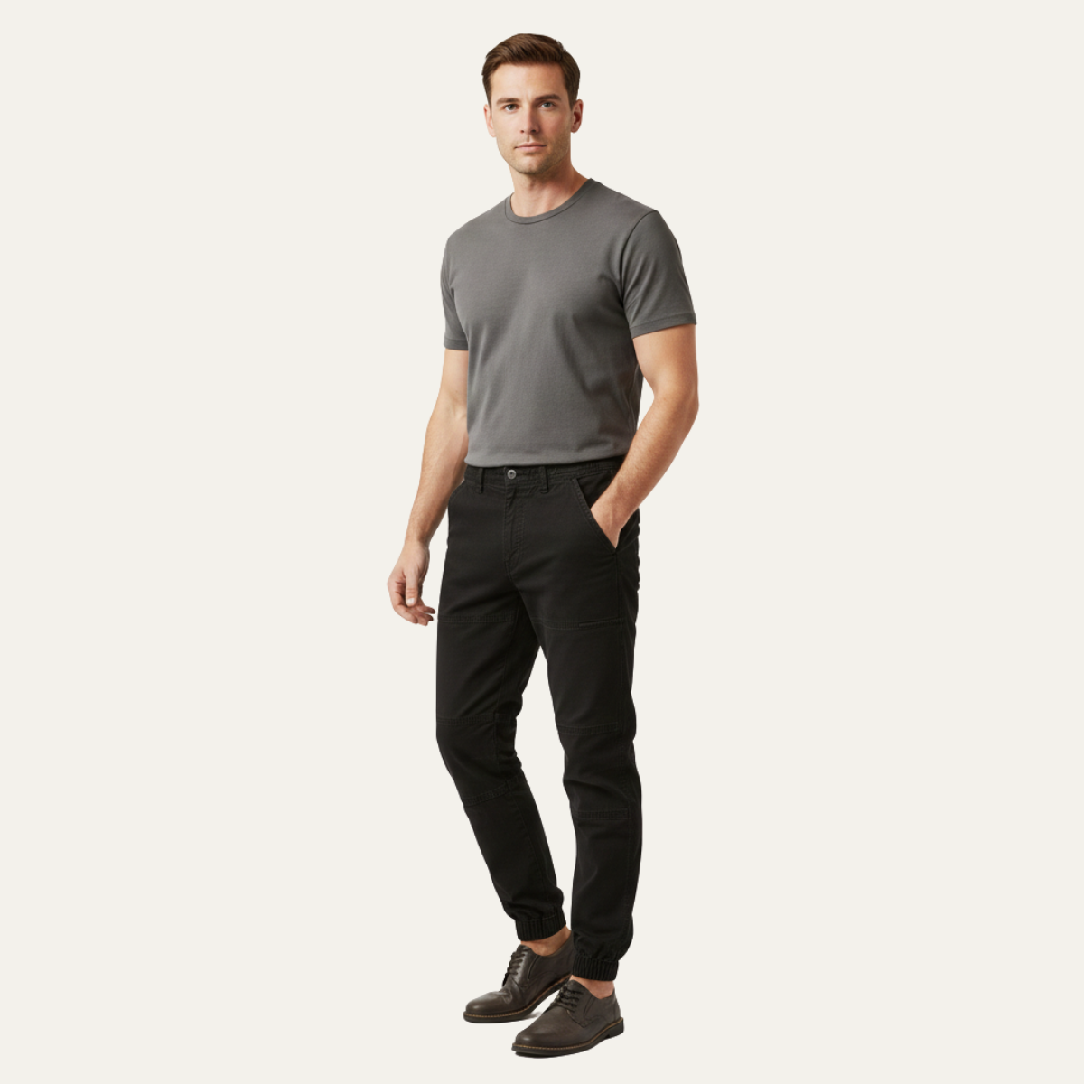 Męskie spodnie cargo ze ściągaczami przy nogawkach-Pants for Men-Olave