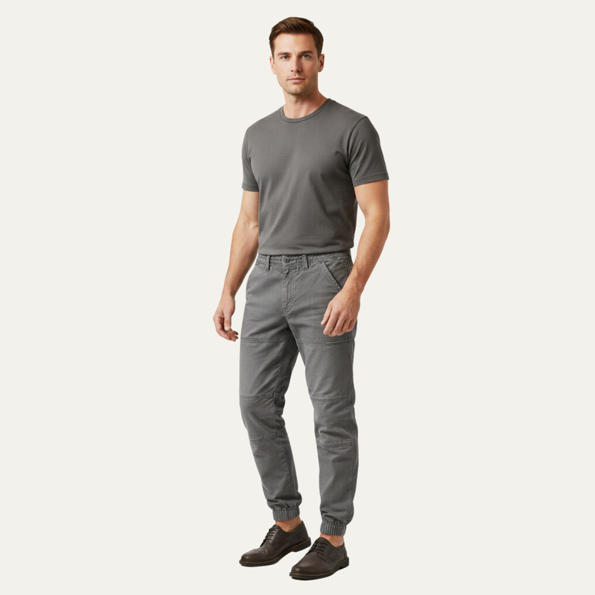 Męskie spodnie cargo ze ściągaczami przy nogawkach-Pants for Men-Olave