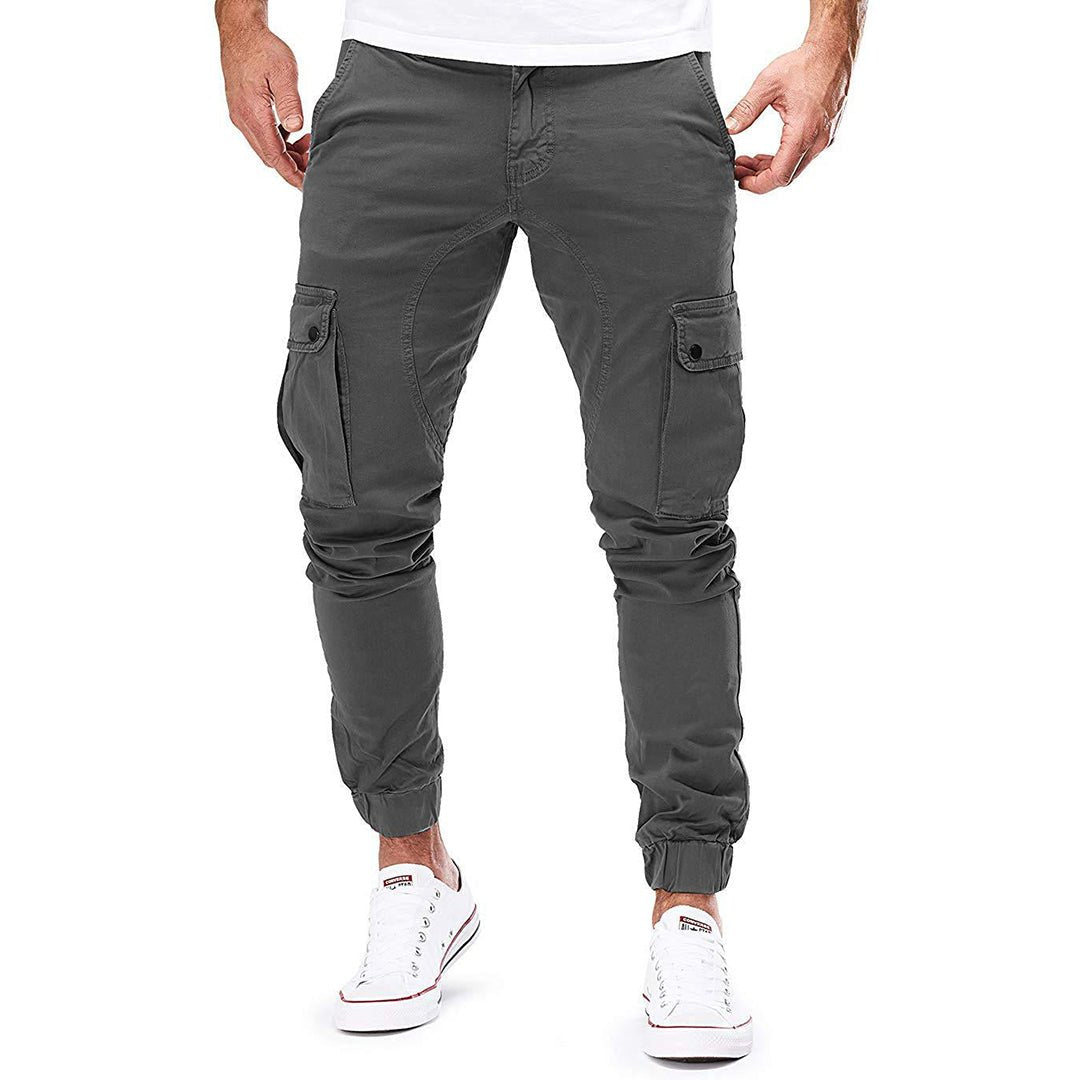 Męskie spodnie joggery cargo o kroju slim fit-Pants for Men-Olave