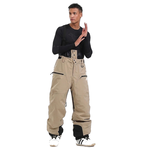 Męskie spodnie narciarskie z szelkami i rozporkiem na zamek-Pants for Men-Olave