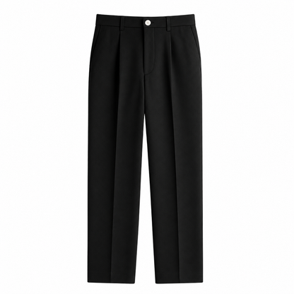 Męskie spodnie o prostym kroju z zakładkami z przodu i zapięciem na guzik-Pants for Men-Olave