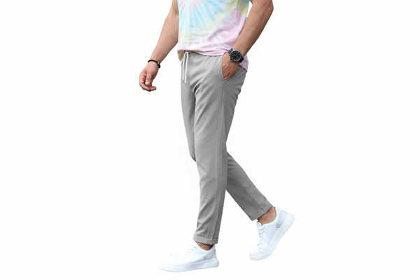 Męskie spodnie slim fit ze sznurkiem-Pants for Men-Olave