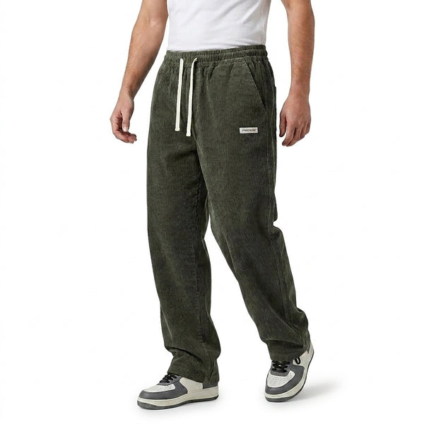 Męskie spodnie sztruksowe ze sznurkiem-Pants for men-Olave