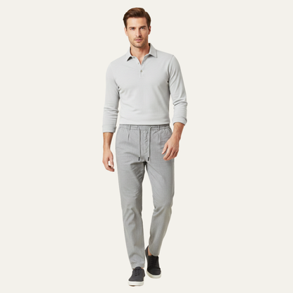 Męskie spodnie z prostą nogawką i sznurkiem w pasie-Pants for Men-Olave