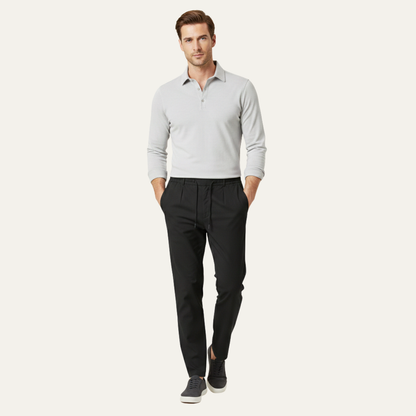 Męskie spodnie z prostą nogawką i sznurkiem w pasie-Pants for Men-Olave