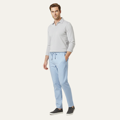Męskie spodnie z prostą nogawką i sznurkiem w pasie-Pants for Men-Olave