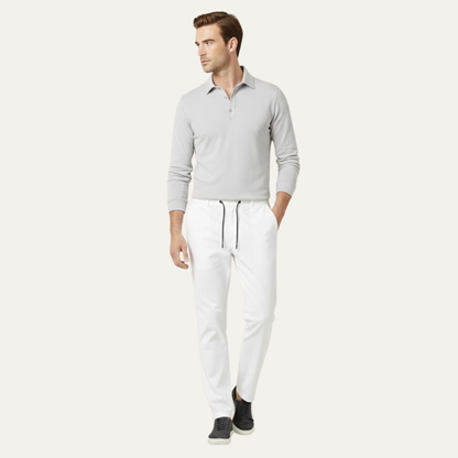 Męskie spodnie z prostą nogawką i sznurkiem w pasie-Pants for Men-Olave