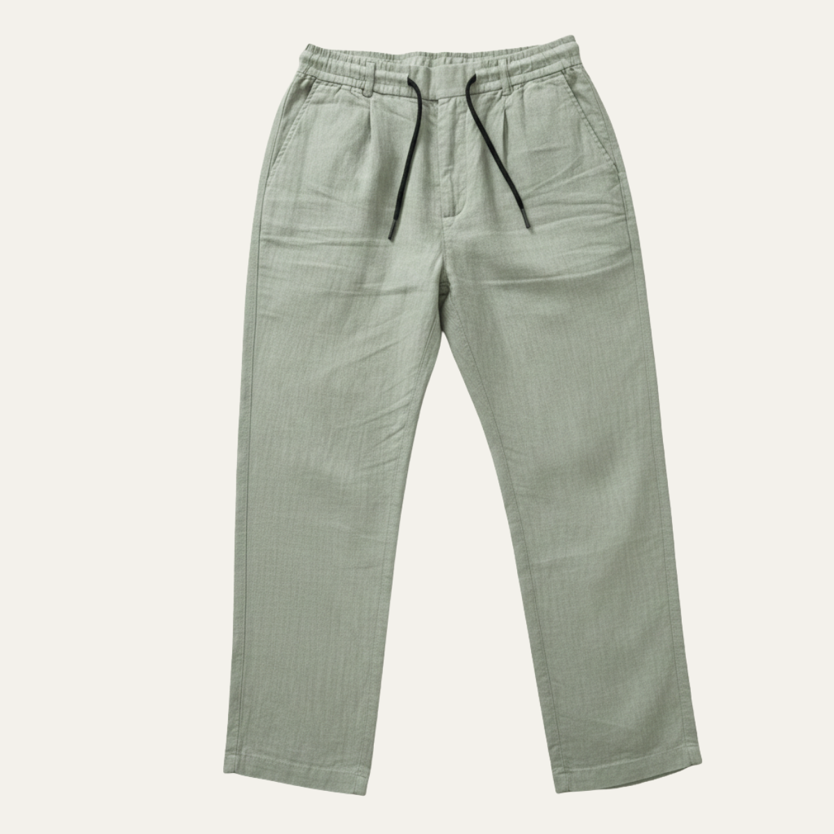 Męskie spodnie z prostą nogawką i sznurkiem w pasie-Pants for Men-Olave