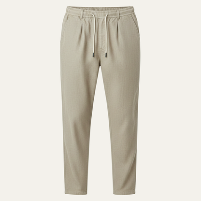 Męskie spodnie z prostą nogawką i sznurkiem w pasie-Pants for Men-Olave