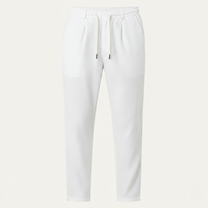 Męskie spodnie z prostą nogawką i sznurkiem w pasie-Pants for Men-Olave
