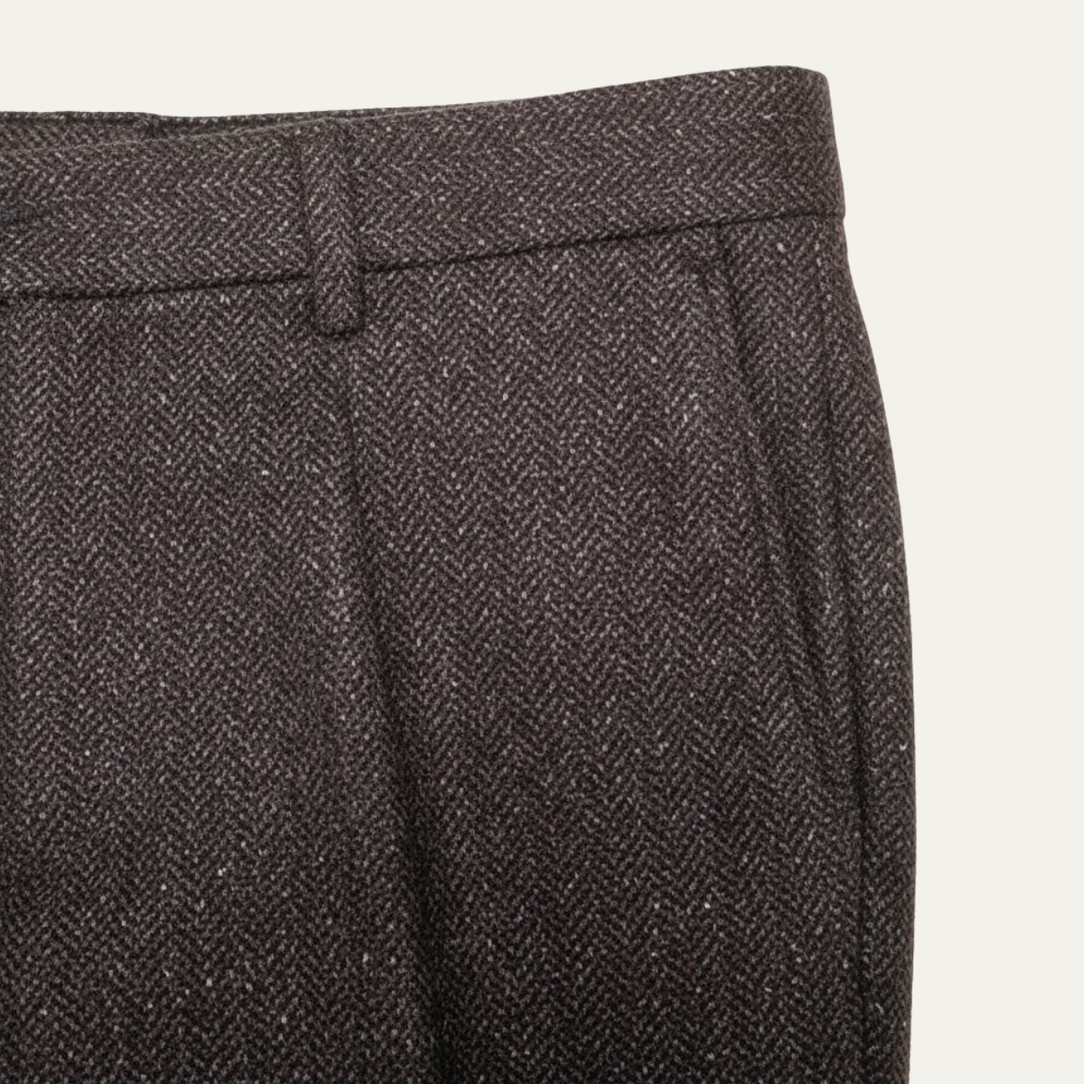 Męskie Spodnie z Prostą Nogawką, Wzorem Jodełki i Zakładkami-Pants for Men-Olave