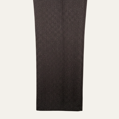 Męskie Spodnie z Prostą Nogawką, Wzorem Jodełki i Zakładkami-Pants for Men-Olave