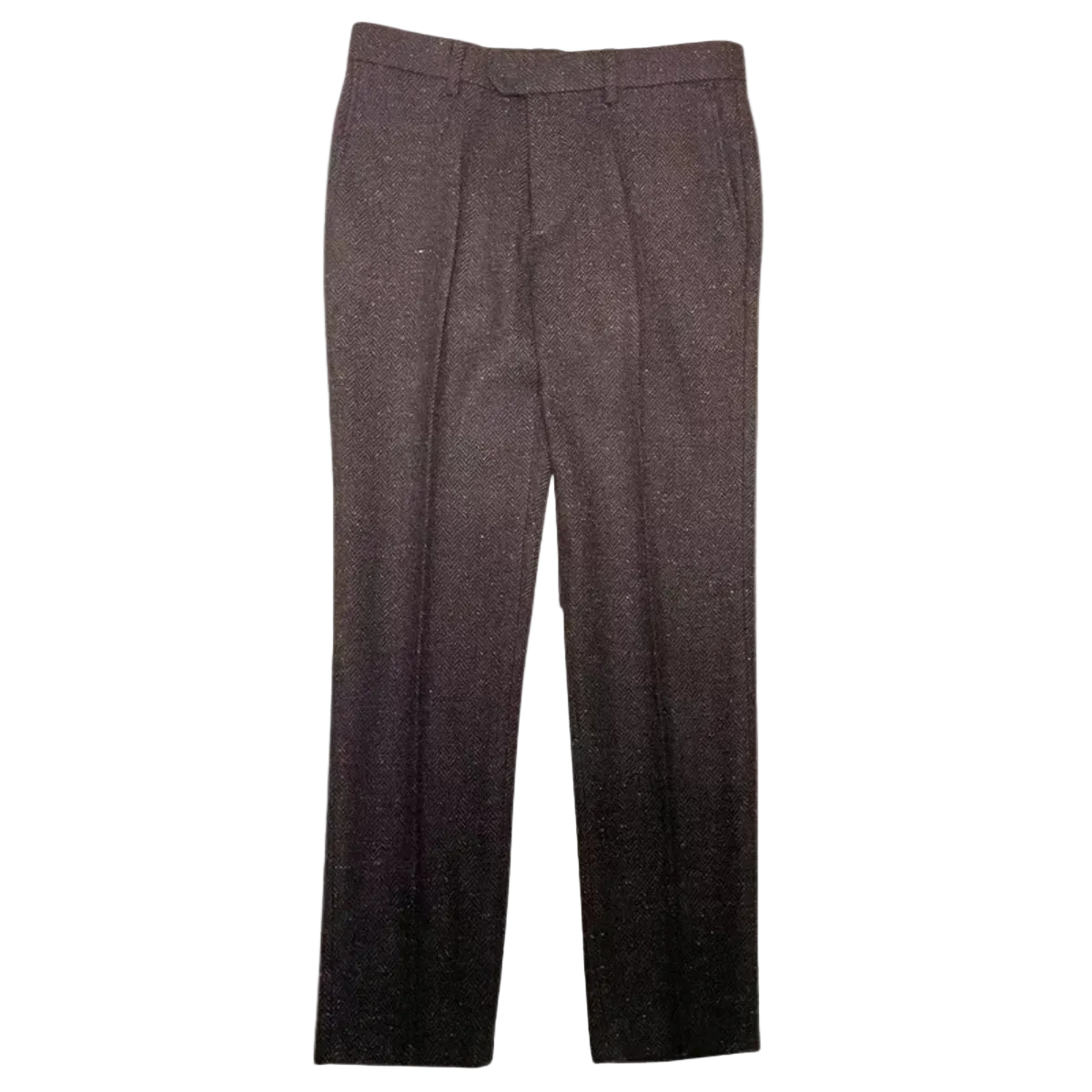 Męskie Spodnie z Prostą Nogawką, Wzorem Jodełki i Zakładkami-Pants for Men-Olave