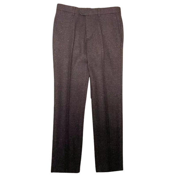 Męskie Spodnie z Prostą Nogawką, Wzorem Jodełki i Zakładkami-Pants for Men-Olave