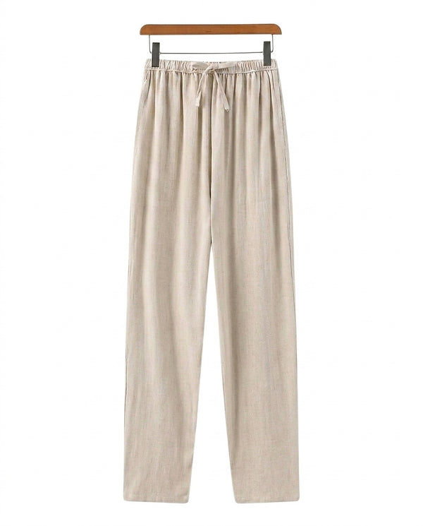 Męskie spodnie z prostymi nogawkami i wiązaniem w talii-Pants for Men-Olave