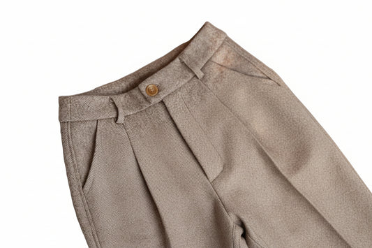 Męskie Spodnie z wysokim stanem i zakładkami-Pants for Men-Olave