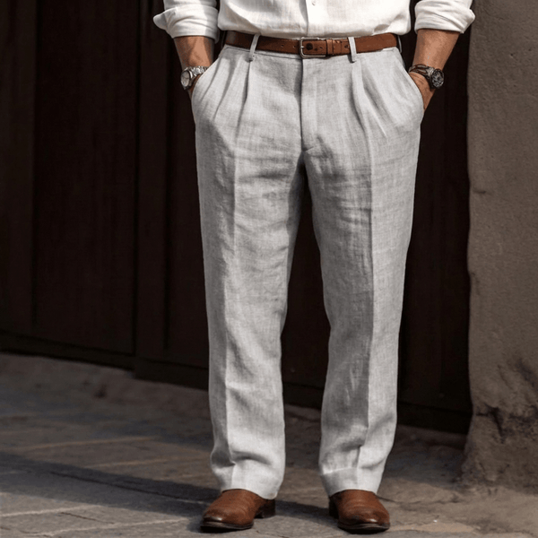 Męskie spodnie z zakładkami i szlufkami na pasek-Pants for Men-Olave
