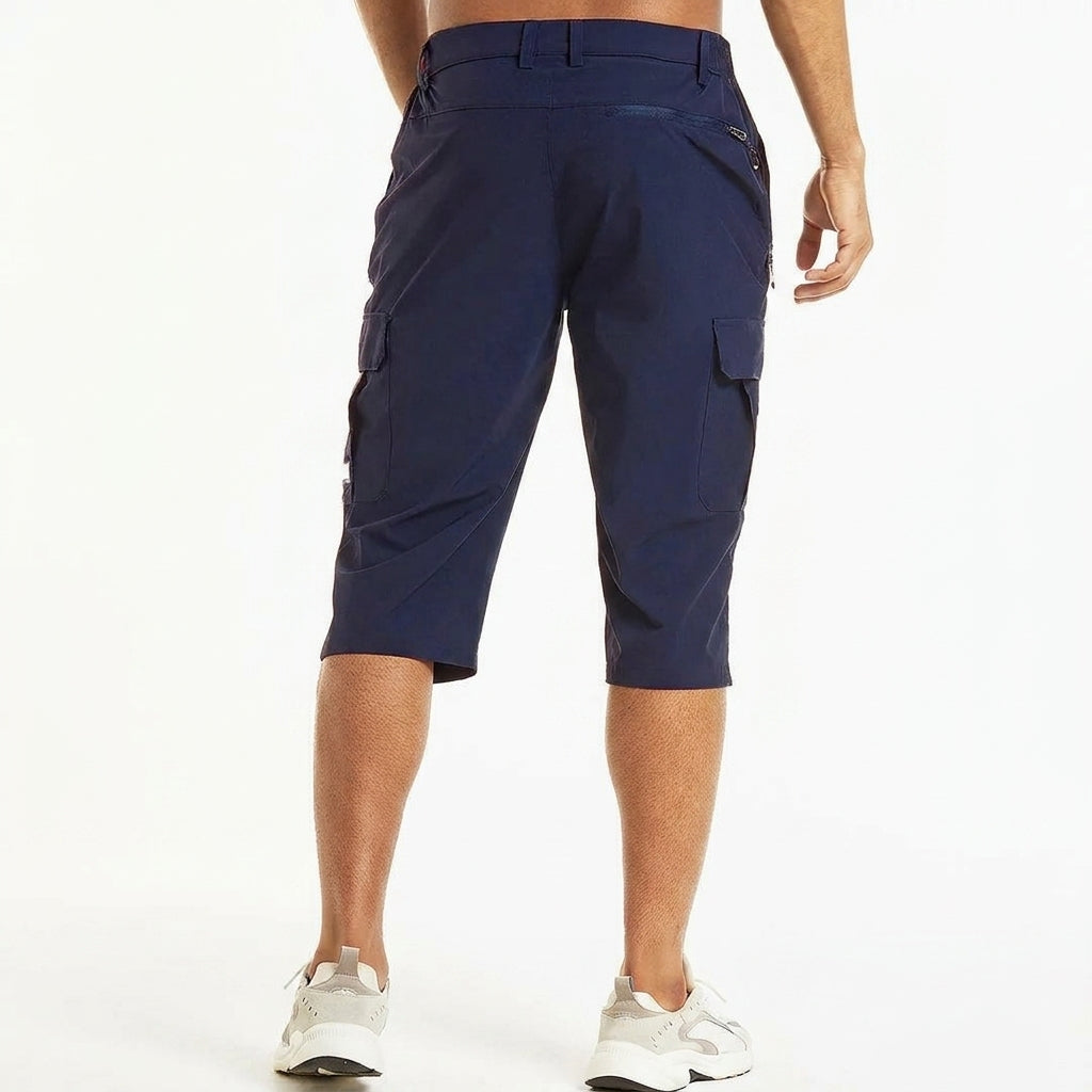 Męskie szorty cargo o długości do kolan z kieszeniami bocznymi i szlufkami-Shorts for men-Olave