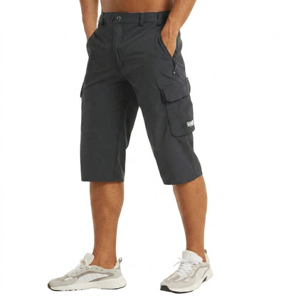 Męskie szorty cargo o długości do kolan z kieszeniami bocznymi i szlufkami-Shorts for men-Olave