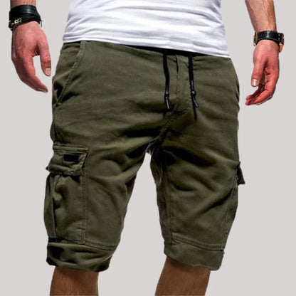 Męskie Szorty Cargo z Pasem na Sznurek i Wieloma Kieszeniami-Shorts for men-Olave