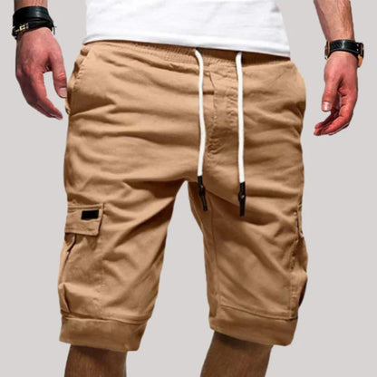 Męskie Szorty Cargo z Pasem na Sznurek i Wieloma Kieszeniami-Shorts for men-Olave