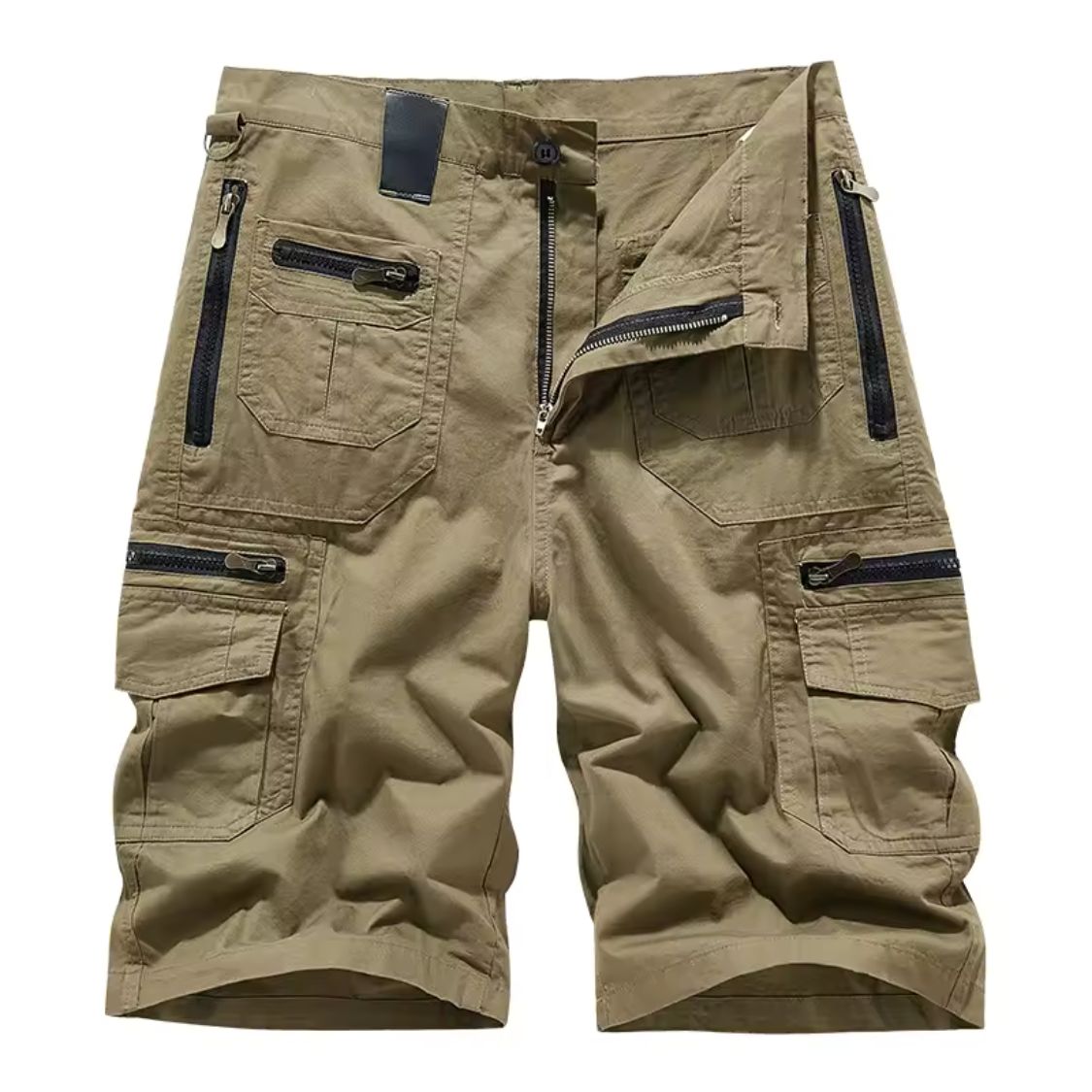 Męskie Szorty Cargo z Wieloma Kieszeniami i Zapięciem na Zamek-Shorts for men-Olave