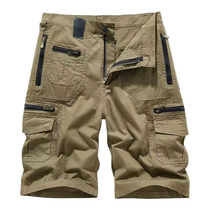 Męskie Szorty Cargo z Wieloma Kieszeniami i Zapięciem na Zamek-Shorts for men-Olave