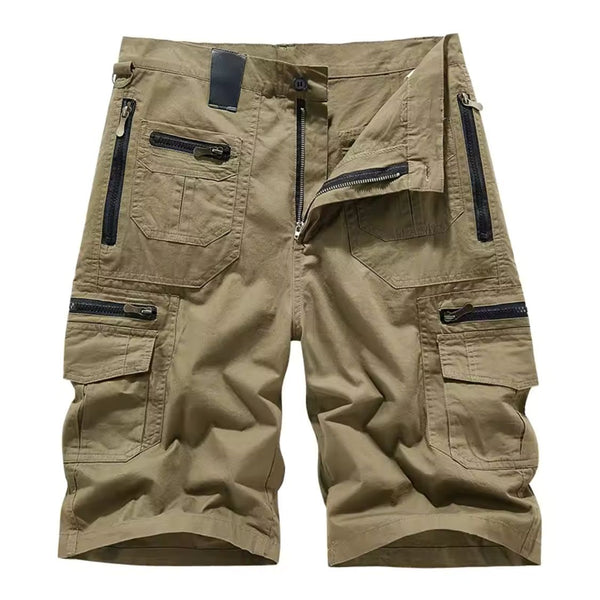 Męskie Szorty Cargo z Wieloma Kieszeniami i Zapięciem na Zamek-Shorts for men-Olave